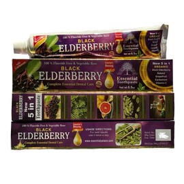 Essential Palace 6 Pk BLACK ELDERBERRY Toothpaste By Essential Palace 5 in 1, 100% Fluoride Free