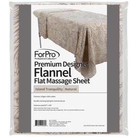 ForPro Premium Designer Flannel Flat Sheet for Massage Tables, Island Tranquility, Ultra-Light, Stain and Wrinkle-Resistant, 63" W x 100" L, Natural