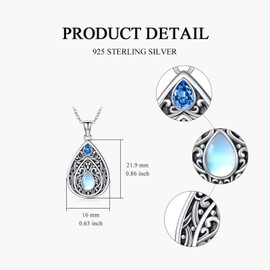 PROESS Filigree Necklace S925 Sterling Silver Moonstone Filigree Pendant Jewelry for Women Filigree Lover