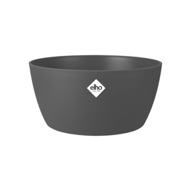 elho Brussels Bowl 23 - Flower Pot for Indoor - 100% Recycled Plastic - Ø 22.9 x H 10.8 cm - Black/Anthracite