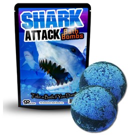 Shark Attack Bath Bombs - Cool Bath Bombs for Kids - Fun Bath Fizzers for Boys - XL Black and Blue Bath Bombs