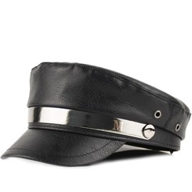 KORIXINE Leather Hat for Men - Newsboy Hats for Women Fashion Paperboy Chauffeur Hats Beret Biker Sailor Fiddler Caps Trendy Dressy Outfits Costume Gatsby Berets (Black)