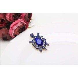 Women's Crystal Big Turtle Pin Brooch Lucky Gorgeous Classic Girl Animal Decorative Jewelry (Dark blue)