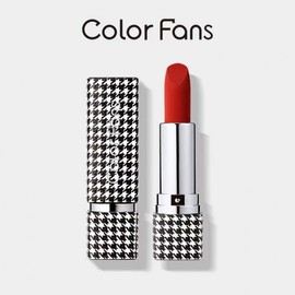 Fade-Resistant Camouflage Houndstooth Embossed Lip Balm with Thin Matte Color Payoff Lipstick 209 Caramel Red Brown 10ea