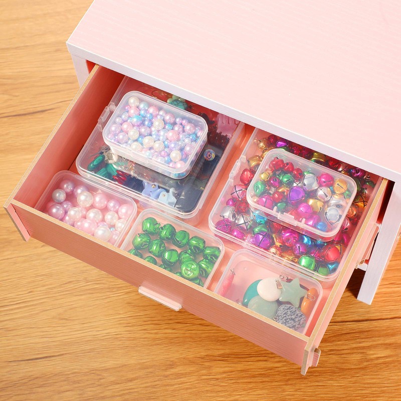 Jetec 6 Pieces Mini Plastic Clear Beads Storage Containers Box