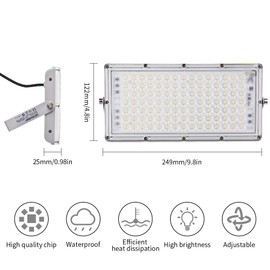 Sararoom Pack of 2 Outdoor LED Spotlights, 100 W, 10000 lm, Super Bright LED Spotlight, 6500 K Cool White LED Floodlight with 105 LEDs, IP65 Waterproof Outdoor Spotlight, LED Floodlight for Garden,
