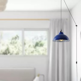 DC VOLTAGE Navy Blue Retro Metal Ceiling Lamp Shade 29cm Easy Fit Light Pendant Modern Ceiling Lighting Shade for Bedroom Office Restaurant Industrial Light Shade Ceiling Pendant Hanging Light Shade