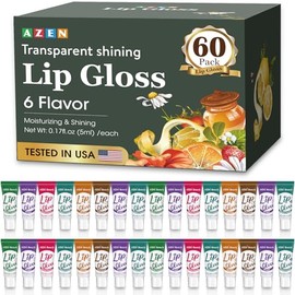 AZEN Paquete de 60 brillos de labios, brillo de labios transparente a granel, aceite de labios para labios secos agrietados, hidratante, hidratante, n