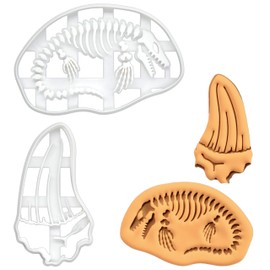 BAKERLOGY - Juego de 2 cortadores de galletas de mosasaurus - Bake Dinosaur Treats - Diseño detallado de cortador de galletas para hornear y manualidades, ideal para fondant, masa, arcilla