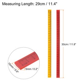 sourcing map 3pcs Whiteboard Magnetic Ruler Metric Board Straight Rulers Office Classroom Home Measuring Ruler 29cm Coral Red Yellow