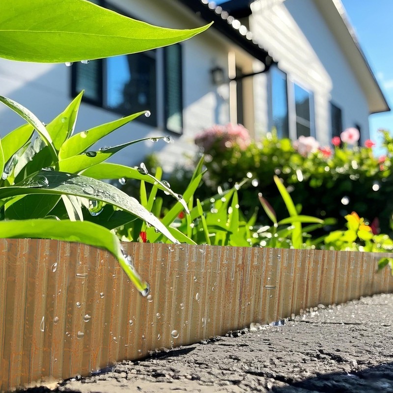 Worth Pre-Rusted Wide-Corrugated Garden Edging, 8" x20Ft Sturdy Steel Lawn