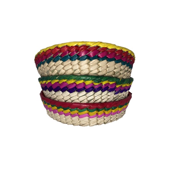 La Sol Imports Mexican Tortilla Basket Set - Large Warmer 8 inches Vibrant Holder, Pancake Warmer, Taco Keeper Authentic Tortillero for Kitchen, Party Décor (3, 1/2 Kg Rainbow)