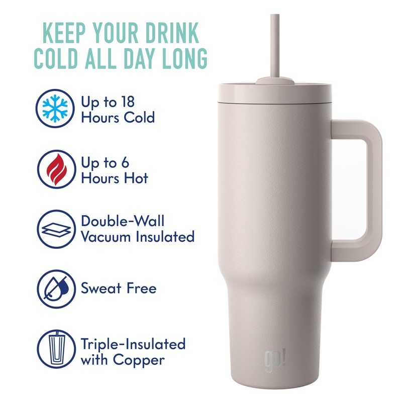 go! 40oz Stainless Steel Handle Tumbler with Triple Insulation &