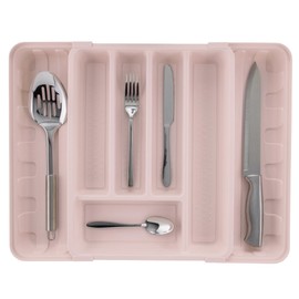 Minky Cutlery Drawer Organiser, Extendable Cutlery Sorter, Kitchen Storage & Organisation, Utensil Holder, Kitchen Accessories, Cutlery Trays, Kitchen Tools & Gadgets, UK Made (Dusty Pink)