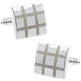 カフス専門店 CUFF シルバー シンプル カフス 全6スタイル チェック スクエア ラウンド スパイラル (ラインチェック)