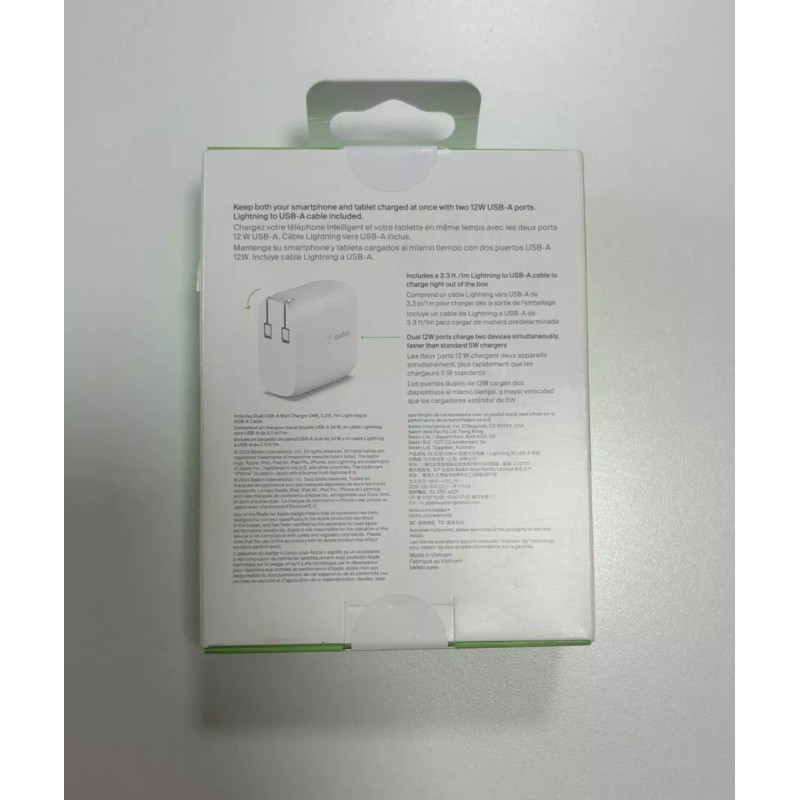 Belkin BOOST CHARGE USB-A Wall Charger for Multiple Brands White