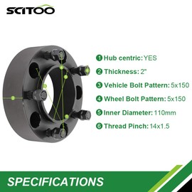 SCITOO 4X 5x150mm hubcentric Wheel spacers 2" 5x150 to 5x150 110mm 14x1.5 Studs fit for to-yota Sequoia for to-yota Tundra for Le-xus LX470