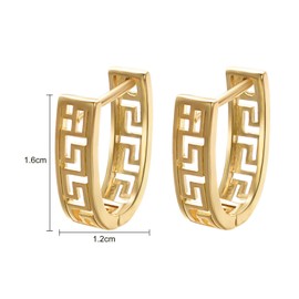 JOLCHIF Huggie Hoop Greek Earrings For Women Unique 14K Gold Plated Cutout U Shaped Earrings Greek Jewelry