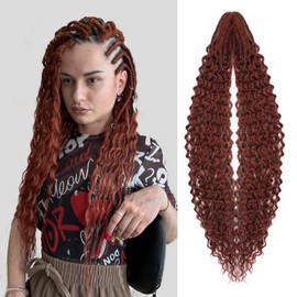 WIGNEE Wavy Double Ended Dreadlock Extensions 20 Strands Red DE Dreadlock Extensions Curly Ends Dreads Extensions 24 Inch Handmade Dreadlock Extension for Women and Men(350)