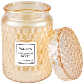 Voluspa Bergamot Rose, Large Candle Jar, 18 oz, 100 Hour Burn Time, All Natural Wicks and Coconut Wax for Clean Burning, Vegan, Poured in The USA