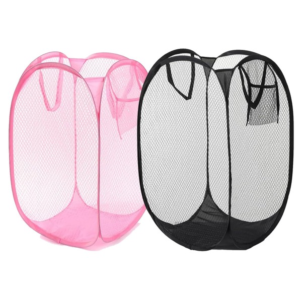 TELYCUMMY 2 Pack Collapsible Pop Up Laundry Basket Space-Saving Foldable