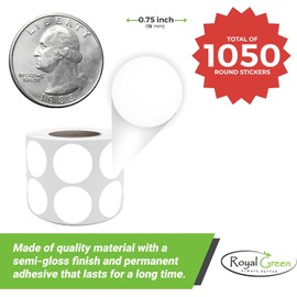 Royal Green Neon Yellow Coloured Sticky Label Roll (1.9cm) 19mm - 1050 Pack