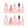 Cherry Press on Nails Pink Fake Nails Long Stiletto False