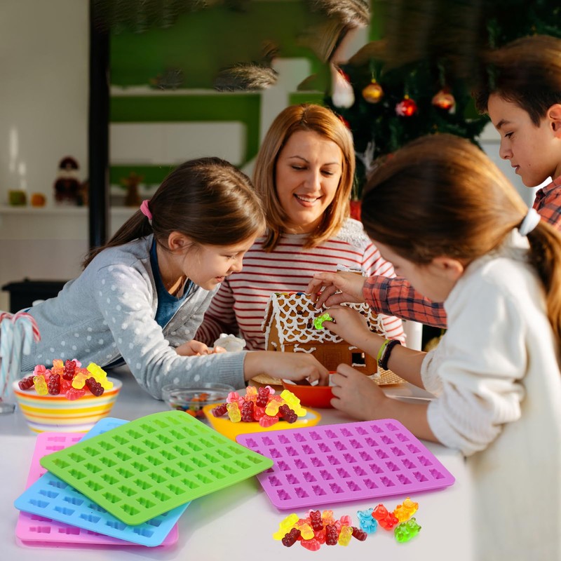Palksky 4Pcs Gummy Bear Mold Silicone, Fruit Snack Molds, Gummies