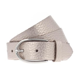 Vanzetti Leather Belt, Platinum Gold Metallic
