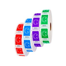 Smiley Face Roll Ticket 1,000 Ticket Roll 4 Pack Assorted Colors