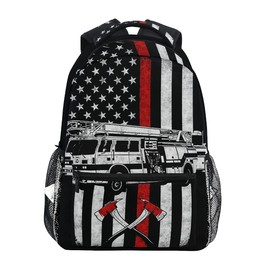 Giwawa Firefighter Flag Backpacks Travel Laptop Daypack Book Bags for Teens Men Women 16x11.4x6.9 inch