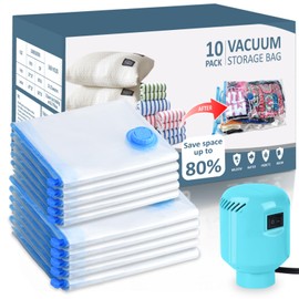 HOTBAG HOTBAG Large Vacuum Storage Bags with Electric Pump 10 Pack (5 Jumbo/5 Large) Vacuum Seal Bags for Clothing Compression Space Saver for Comforters,Blankets - Travel Essentials