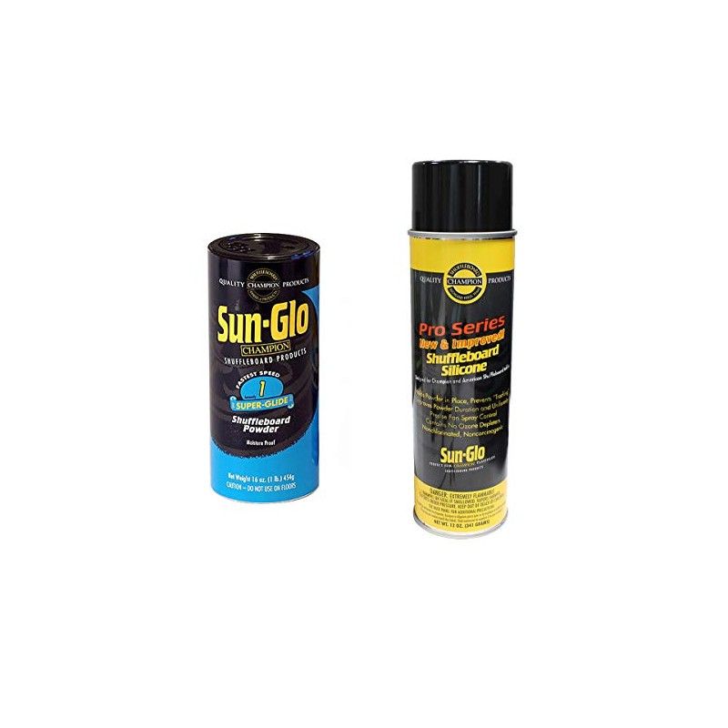 Sun-Glo Silicone Shuffleboard Spray (12 oz.) & Super-Glide Shuffleboard Powder