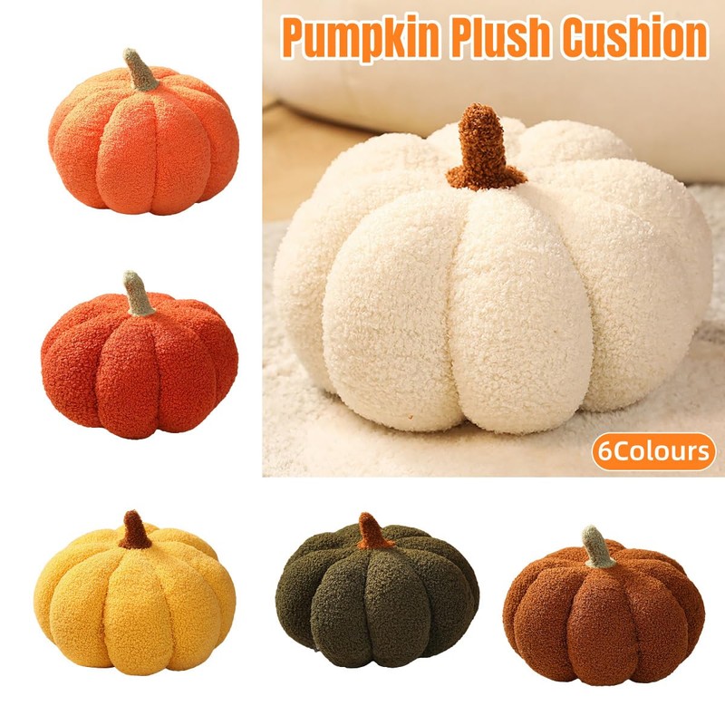AIMALL Pumpkin Shaped Plush Cushion, 9.05 Inch Wide Colourful Home