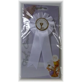 Teefas Gifts C1905v First Holy Communion Rosette. Badge,White
