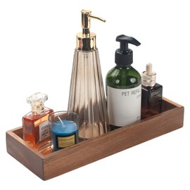 Bathroom Vanity Tray, Bathroom Tray for Counter, Acacia Wood Toilet Tank Tray for Organizing and Home Decor (11.8 x 4.5 x 1.6 inch)