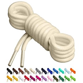 Birch Round Shoelaces 27 Colors 3/16" Thick Shoe Laces 4 Different Lengths (45.5" (115cm) - L, Ivory)