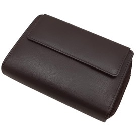 myledershop Cowhide Nappa Leather Women's Purse/Wallet/Purse/Wallet/Purse with RFID & NFC Protection, dark brown, standard size, Modern