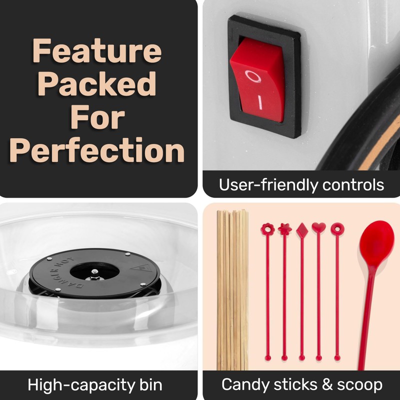Cotton Candy Machine Kit - White Retro Cotton Candy Maker,