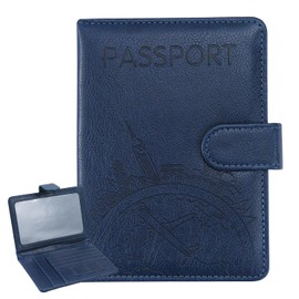 ILIYAH Passport Holder Travel Wallet - Premium Passport Cover Wallet with RFID Blocking Compact Passport Case Multi-Functional Travel Organizer(Deep Blue)