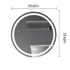 24" LED Round Bathroom Mirror with 3 Color Lights, Smart Lighted Vanity Mirrors with Defog Function, Dimmable Wall Mirrors for Wall, Tempered Glass, Shatter Proof, Matte White