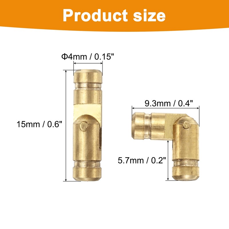 uxcell 50Pcs Invisible Barrel Hinges, 4x15mm Brass Concealed Hinge, Hidden