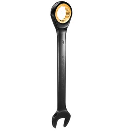 HARFINGTON Ratcheting Wrench 32mm Metric Open End Wrench 72-Teeth CR-V Steel 12 Point Nickel Plated Combination Ratchet Wrench for Fasteners Nut Bolt