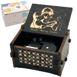 Pursuestar HowlMoving Castle-Merry Go Round of Life Wind Up Music Box, Vintage Engraved Wood Mechanism Musical Gifts for Birthday Valentine's Day Christmas Thanksgiving