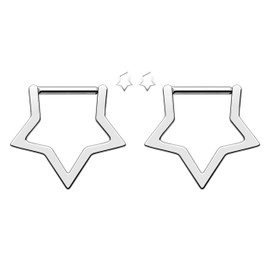Acun Y2K Saintless Steel Star Carabiner Septum Ring Star Septum Clicker Piercing Nose Rings Conch Helix Earrings for Womens(Silver)