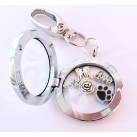 PAW Memorial Keyring. In Memory of a Pet. Cat, Dog, Rabbit. Real White Feather Sympathy Gift. Angel Wing Mourning Keyring Key chain.