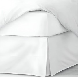 Pleated Bed Skirt Queen Size, 18" Drop with Platform Design for Secure Fit, Split Corners, Wrinkle-Resistant Microfiber for Modern Stylish Look, Tailored Bedding for Hotel Luxury - White