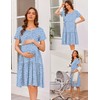 Ekouaer Nursing Dress Summer Short Sleeve Breastfeeding Casual Knee Length