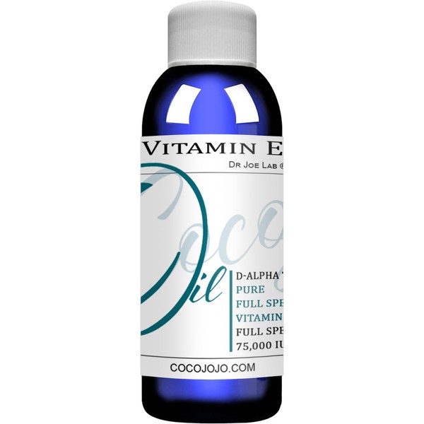Vitamin E Oil - 100% Pure & Undiluted, Full Spectrum, Alpha Tocopherol, 75,000 IU - 2 oz - for Skin, Hair, Nails, Body Care Hydrating Rejuvenating Skin Oil
