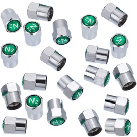 Tatuo 20 Pieces Metal Brass Tire Valve Stem Caps Dustproof Valve Covers for Auto Cars Tire Valves N2 Nitrogen Sign Logo on The Top